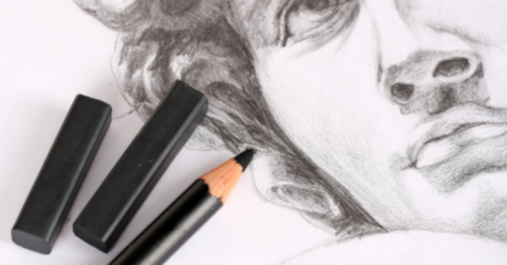 A sketch of a roman statue of a man using black pencils, representing art therapy for addiction treatment at DreamLife Recovery.
